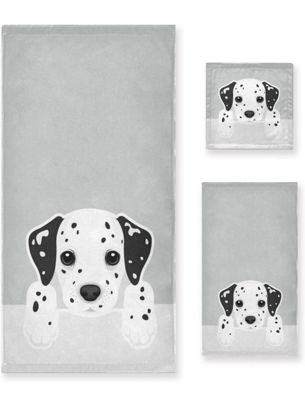 Cute Cartoon Dalmatian Dog Soft Luxury Towel Set - Bath, Hand & Washcloth for